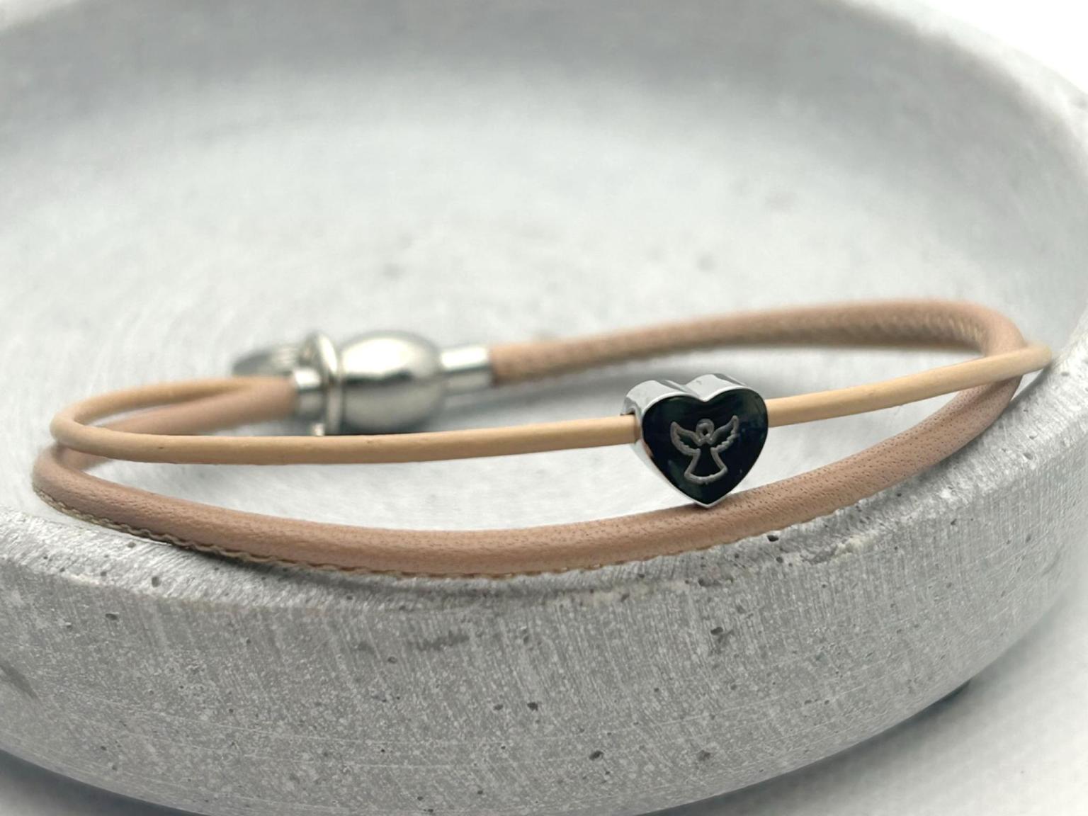 Gravur Armband Aus Echtem 925er Sterlingsilber – Mit Herz & Schutzengel, Länge 18 Cm