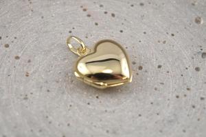 Medaillon aus 925er Silber, vergoldet, bauchiges Herz