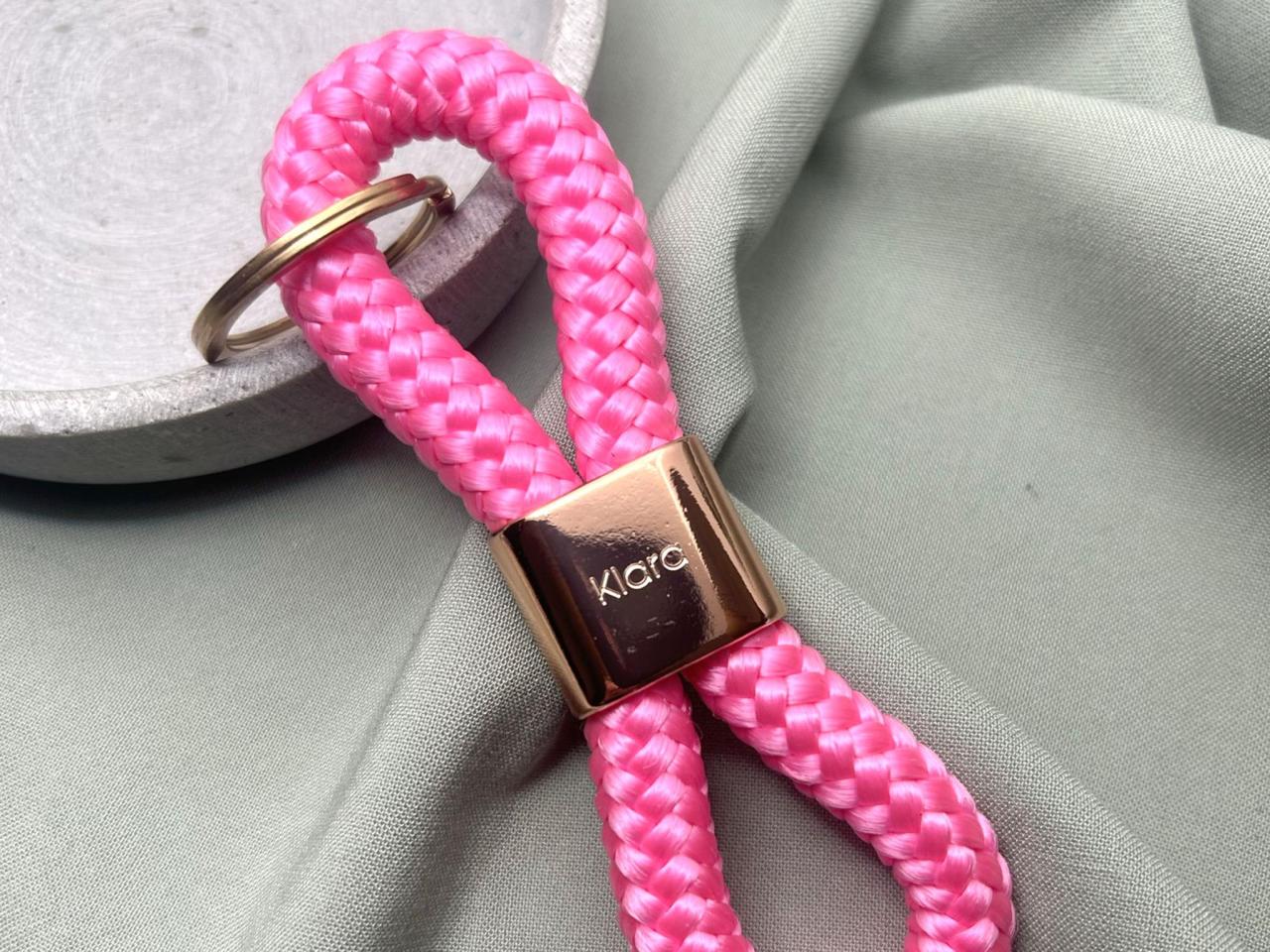 Schlüsselanhänger mit Gravur, Rosegold, Pink