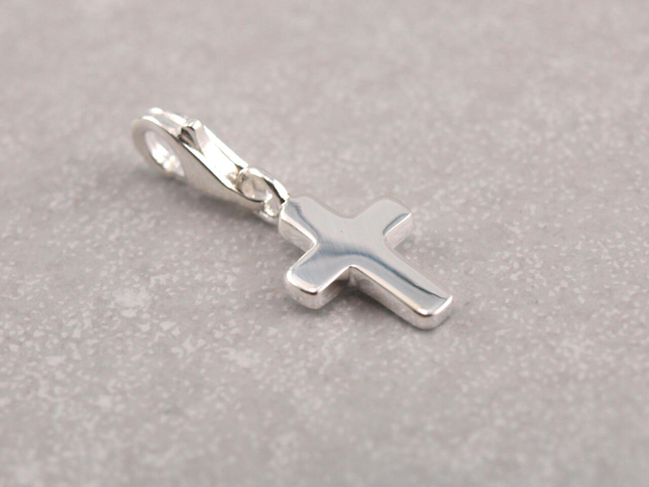 Kreuzanhänger, Charm, Karabiner, Silber, Konfirmation, Kommunion, Taufe