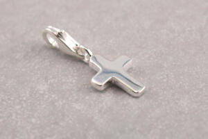 Kreuzanhänger, Charm, Karabiner, Silber, Konfirmation, Kommunion, Taufe