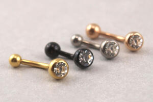 Bauchnabelpiercing, Bananabel, Kristall, Glitzerkugel, Titan, Allergiker geeignet