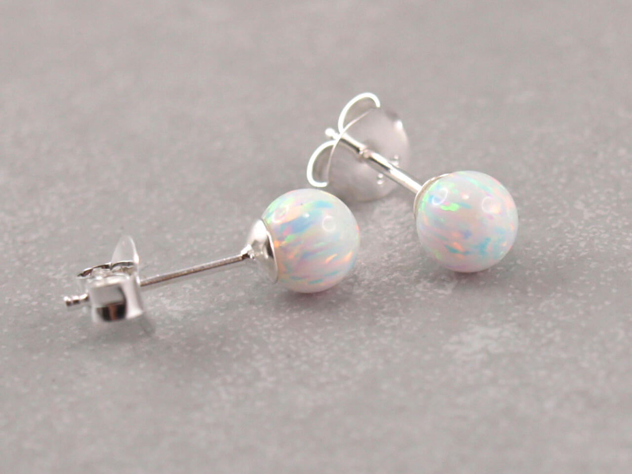Ohrstecker Edelstein, 925er Silber, Edelstein Ohrring Opal