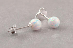 Ohrstecker Edelstein, 925er Silber, Edelstein Ohrring Opal