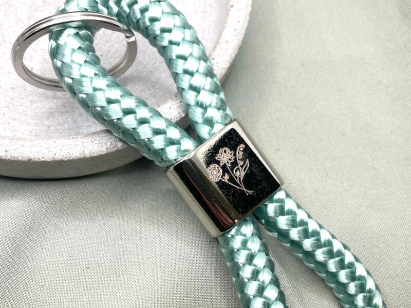 Schlüsselanhänger aus Segeltau, Geburtsblume, Monatsblume