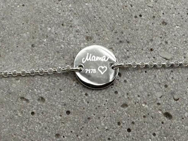 Armband silber mit Gravurplättchen Geschenk Mama