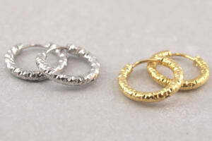 Chirurgenstahl Ohrringe Gold, Struktur Ohrring, Modischer Ohrring Gold Silber