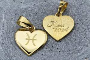 Herzanhänger Gold, Herz echt gold, Herz gold mit Gravur, Gravuranhänger Herz Gold, echt goldenes Herz mit Gravur