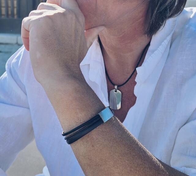 Herrenschmuck, Schmuck für Männer, Lederkette mit Gravur, Lederarmband mit Gravur, Geschenk für Männer, persönliches Geschenk für Mann, Kette mit Gravur, Armband mit Gravur, Dogtag, Männergeschenk