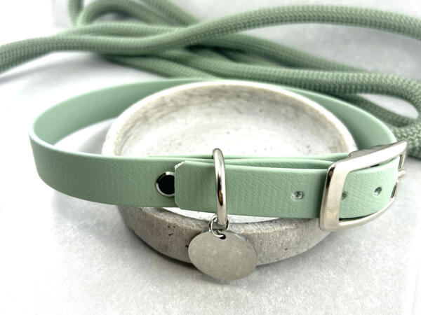 Hundehalsband handgefertigt, Halsband Hund mit Gravuranhänger, Hundehalsband verstellbar mit Gravur Anhänger