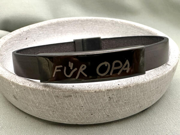 Lederarmband mit Schild, Armband Leder Gravur, Lederarmband mit Gravur, Geschenk für Opa