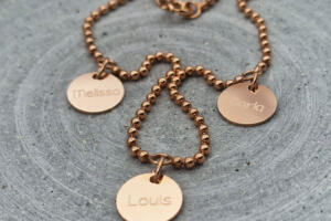 Familienkette Roségold, Namenskette Roségold, Kindernamen als Kette Roségold