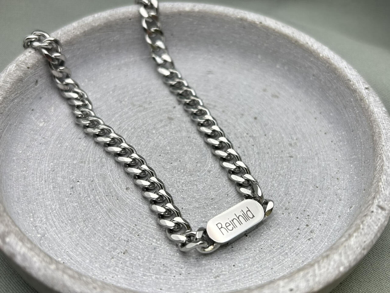 Panzerkette mit Gravur, Silber Kette für Herren mit Gravur, Lasergravur Kette Herren