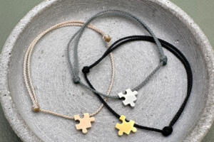 Armband mit Puzzleperle, Segeltau Armband mit Perle, Segeltau Armband mit Gravur