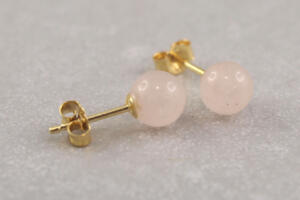 Echt Gold Ohrringe mit Edelsteinen, Edelstein Ohrring, Rosenquarz Gold, Echter Edelstein