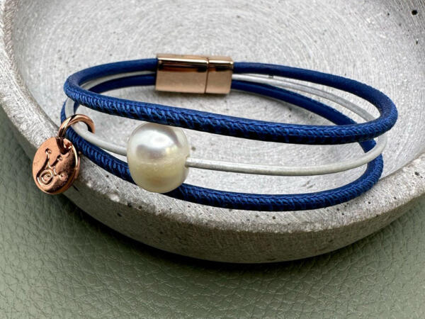 Armband Damen Perlen, Süsswasserperle, Lederarmband Damen mit Perle