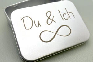 Du & Ich Dose, Lasergravur auf Dose, Partnerdose