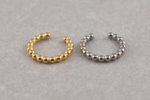 Earcuff, Fake Ohrring in Silber oder Gold, Kügelchen Piercing