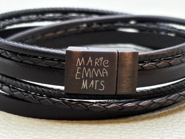 Kindernamen auf Verschluss, Lederarmband Herren, Armband für Papa, Geschenk Vatertag