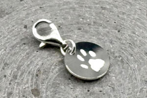 Charm mit Pfotenabdruck, Katzenpfote Anhänger Silber