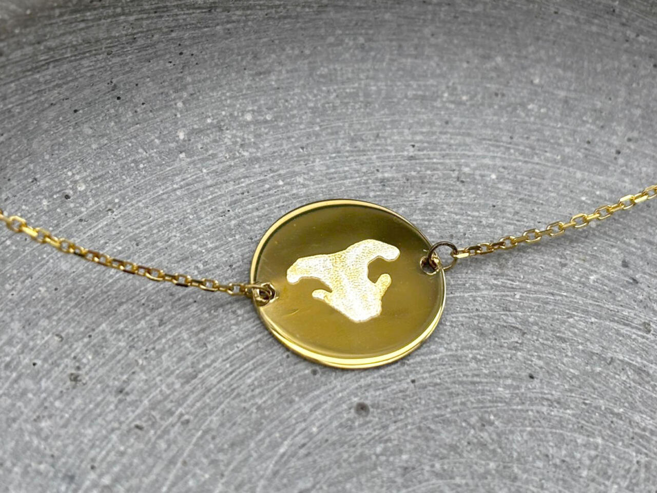 Katzennase als Gravur, Armband Gold Damen