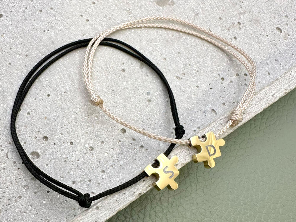 Partner Armband, Freundschaftsarmband, Puzzleteile mit Gravur