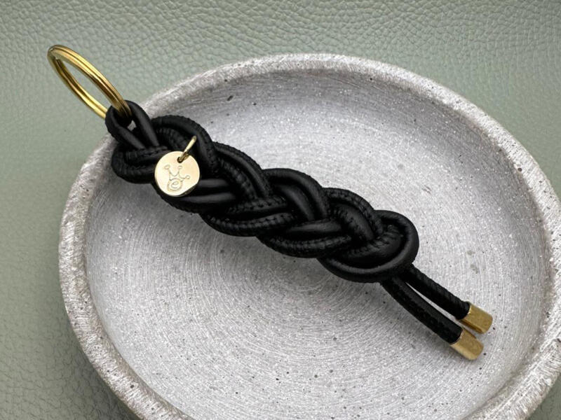 Schlüsselanhänger Nappaleder geflochten Gold