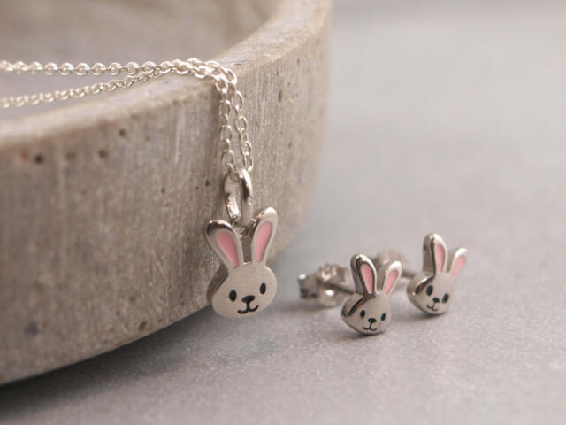 Schmuckanhänger Hase Silber, Silberschmuck Kinder, Ostergeschenk
