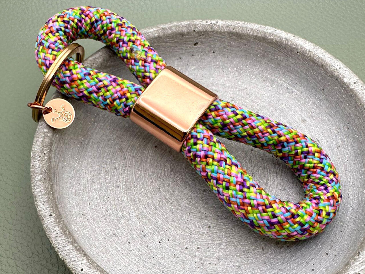 Segeltau Schlüsselanhänger mit Gravur, Frühling Bunt