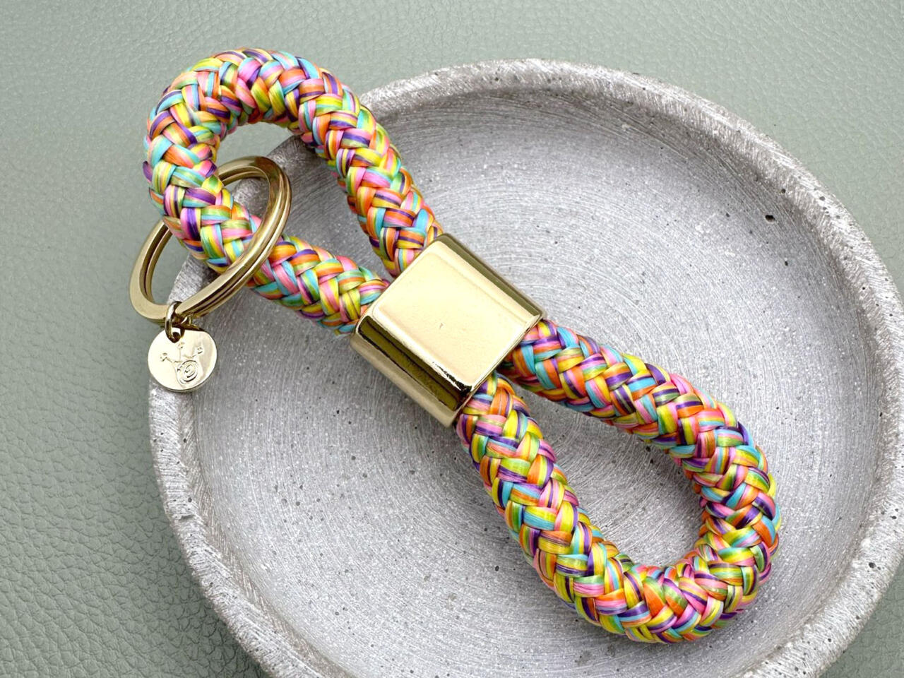 Segeltau Schlüsselanhänger mit Gravur, Sommer Bunt