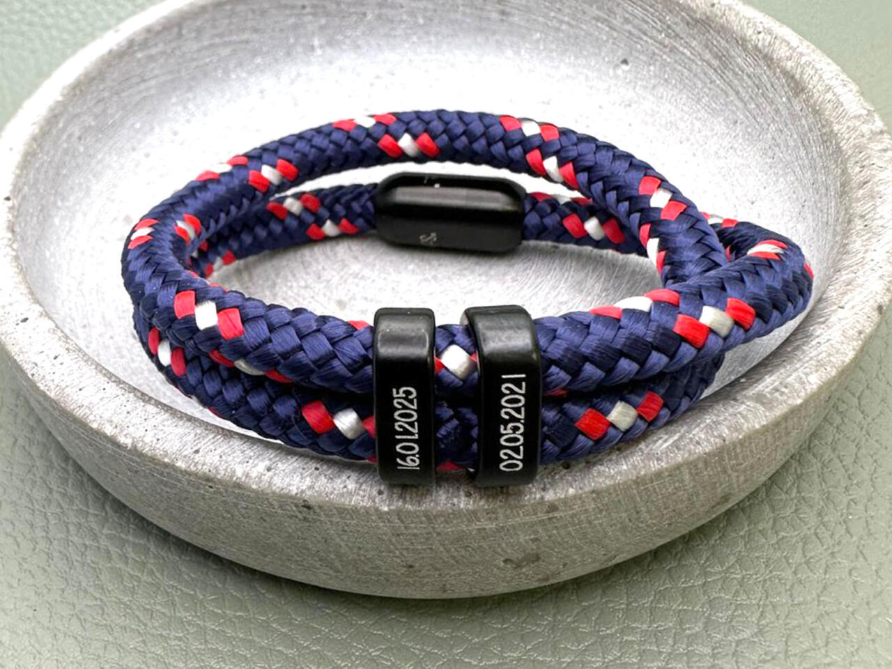 Segeltauarmband mit Gravur, Namen der Kinder am Armband Herren, Armband Männer Kindernamen