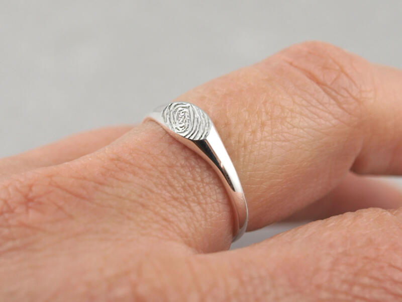 Ehering, Verlobungsring, Silber Ring mit Gravur, Fingerabdruck Gravur Ring Silber