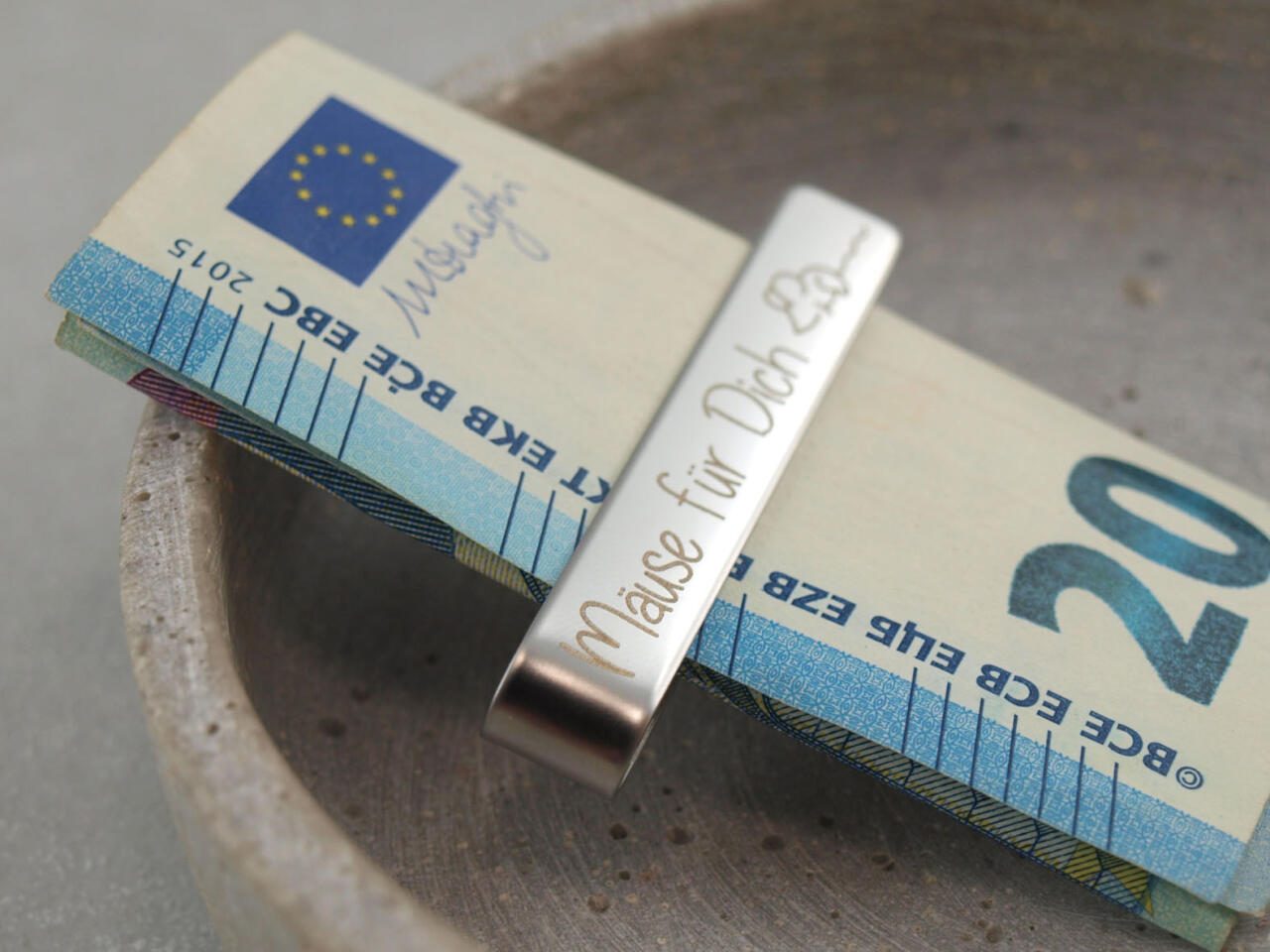 Geldspange mit Gravur, Geldgeschenk für Kinder