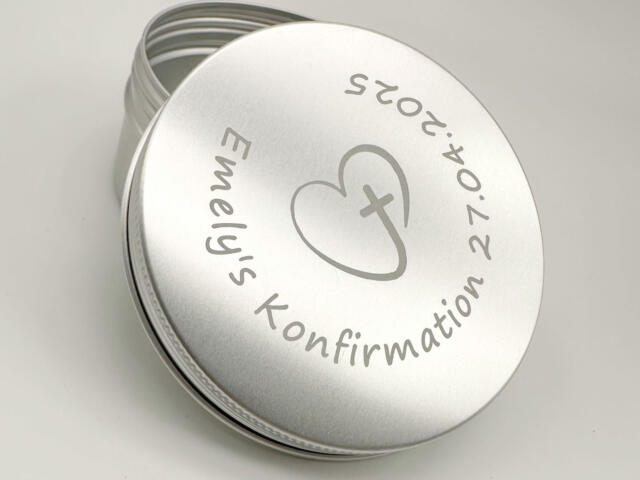 Geschenkdose zur Konfirmation Herz mit Kreuz, Geldgeschenk Konfirmation