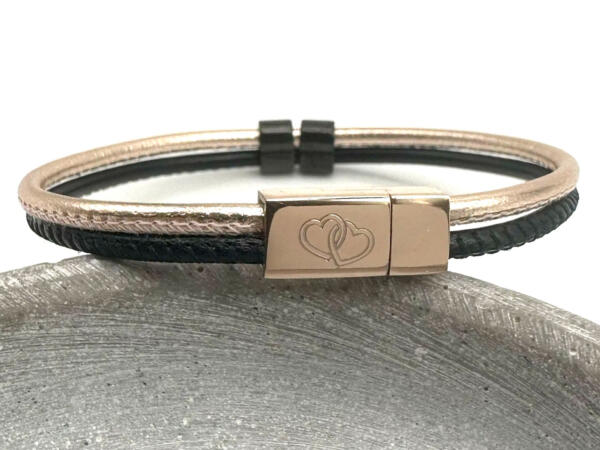 Armband Damen mit Gravur, Zwei Herzen Gravur, Armband für Partnerin, Geschenk Freundin, Hochzeitstag