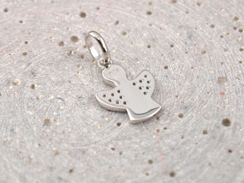 Schutzengel Silber mit Zirkonsteinen, Glitzersteine Engel, Engel Anhänger