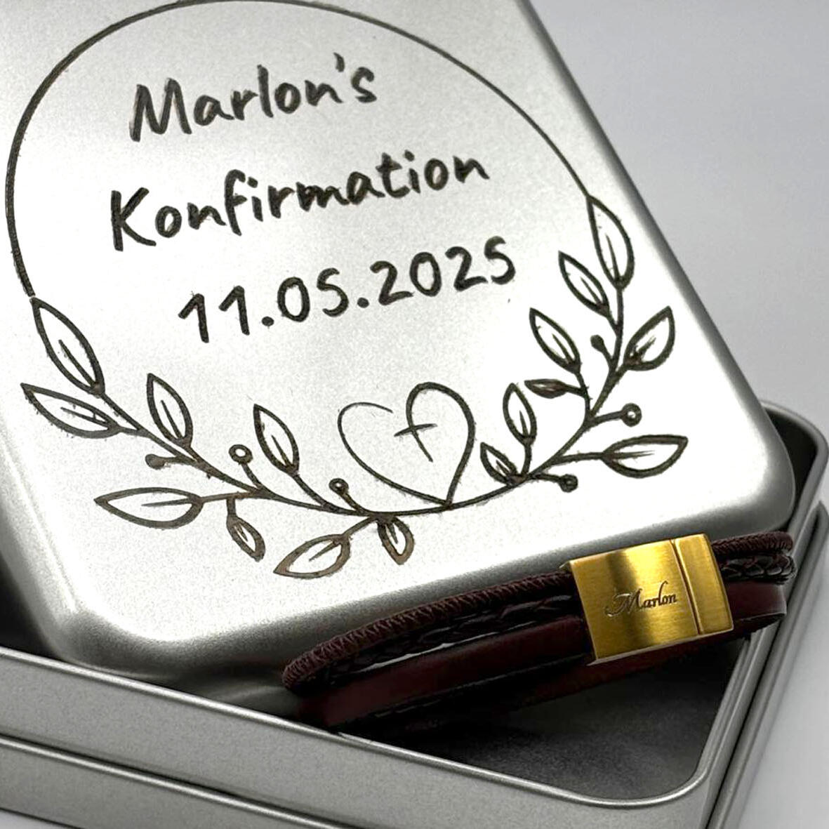 Geschenk zur Konfirmation Junge, Armband mit Gravur zur Konfirmation