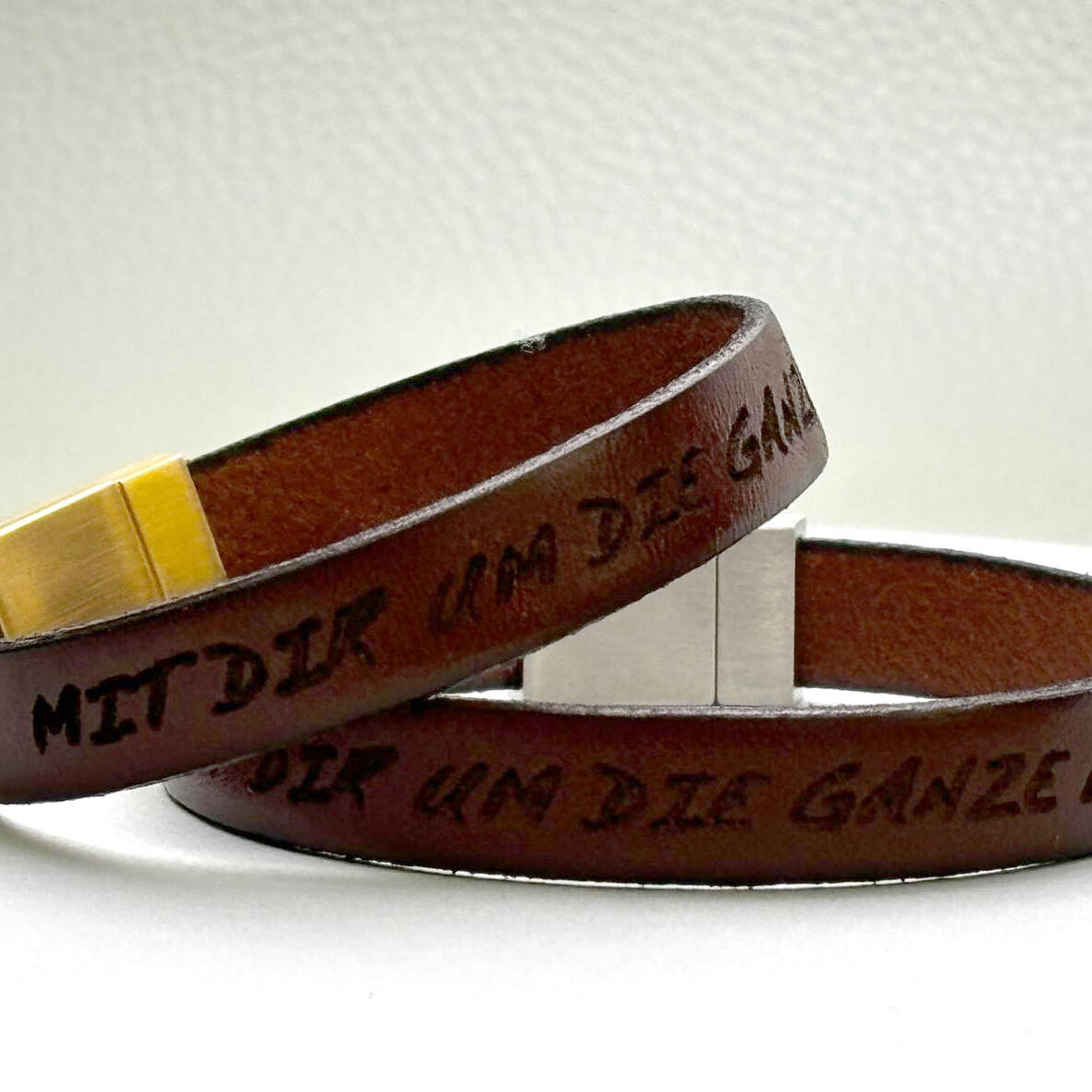 Partner Armband mit Gravur Leder, Lasergravur Leder