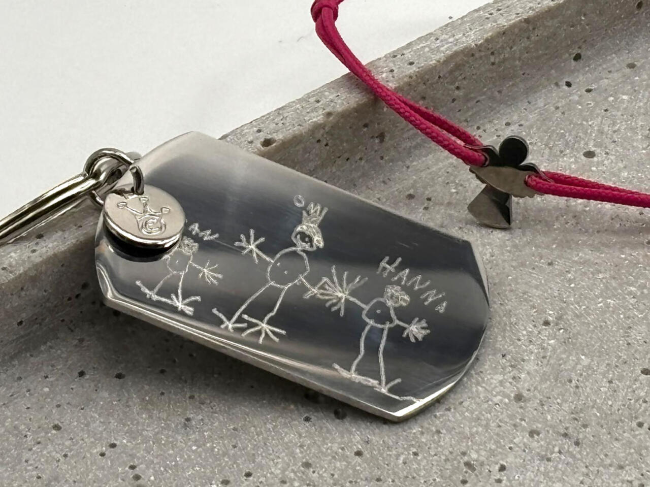Schlüsselanhänger mit Kinderzeichnung, Geschenk für Muttertah, Geschenk Vatertag, Talisman