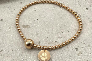 Armband perlen Roségold mit Gravuranhänger, Armband Damen Roségold