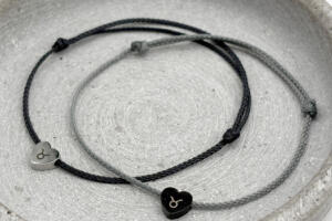 Freundschaftsarmband aus Segeltau, Segelseil Partnerarmband mit Herzperle