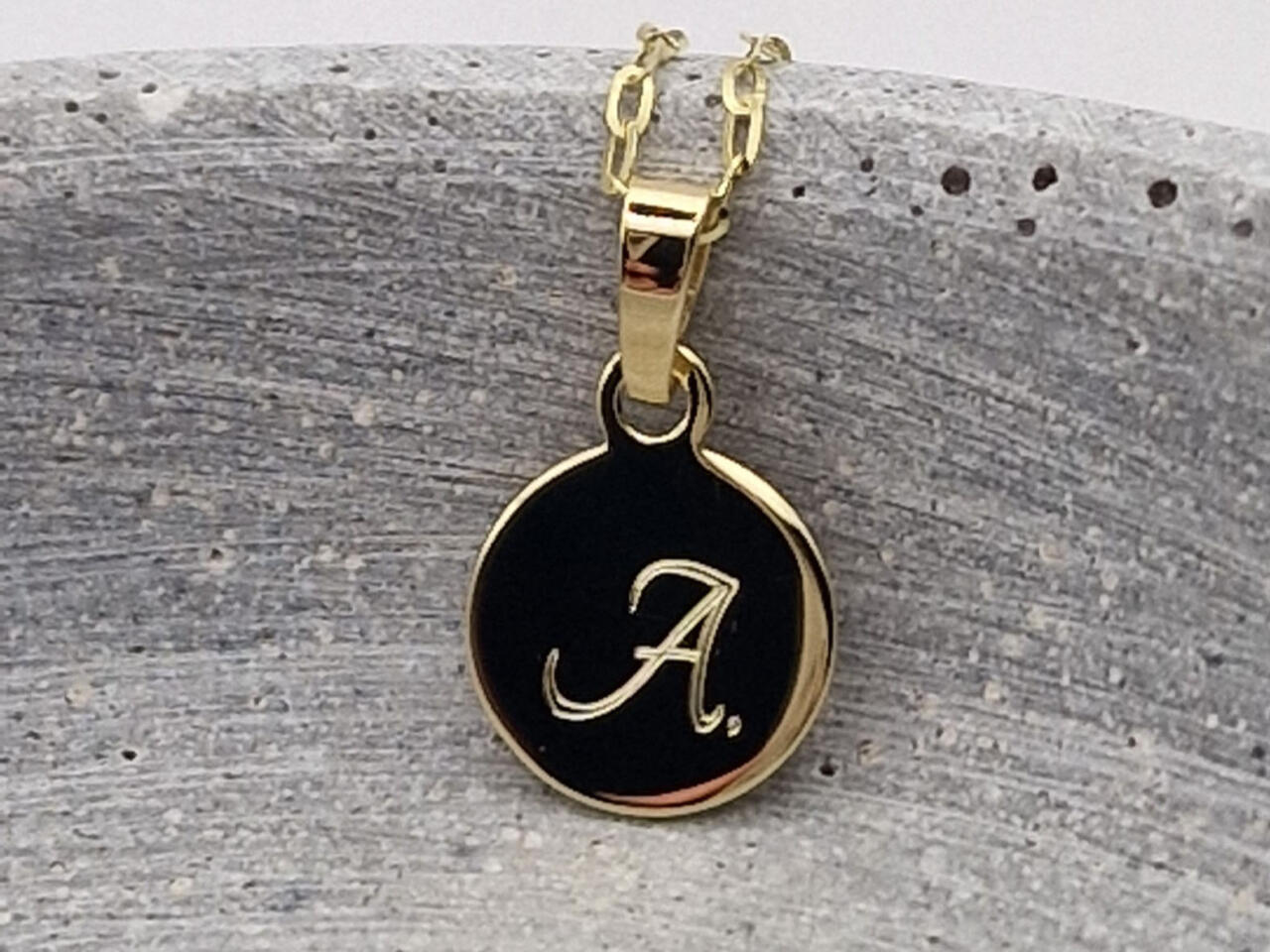 Gravuranhänger Gold, Echt goldener Anhänger mit Gravur, Gravurplättchen Gold