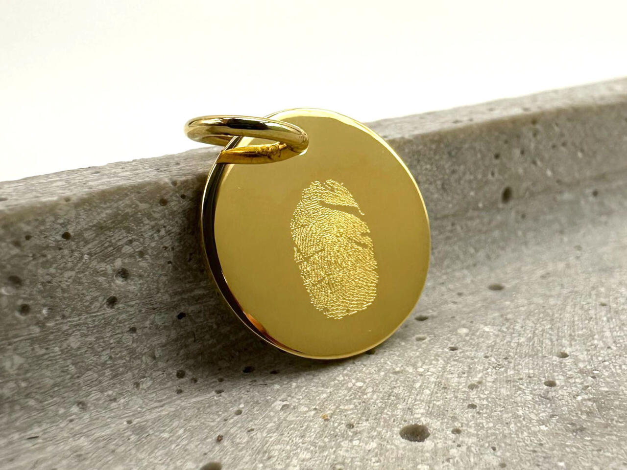 Gravurplättchen Fingerabdruck Gravur Anhänger Gold, Erinnerungsschmuck Gold