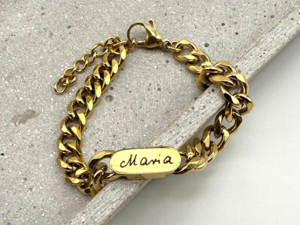 Panzerarmband Gold mit individueller GRavur, Armband Gold Herren panzer GRavur