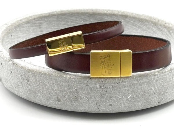 Partnerarmband Leder mit Goldverschluss, Armband mit goldenem Verschluss