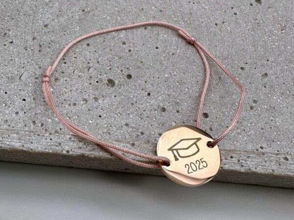 Plättchen Armband Edelstahl, Bachelorhut, Abschluss,