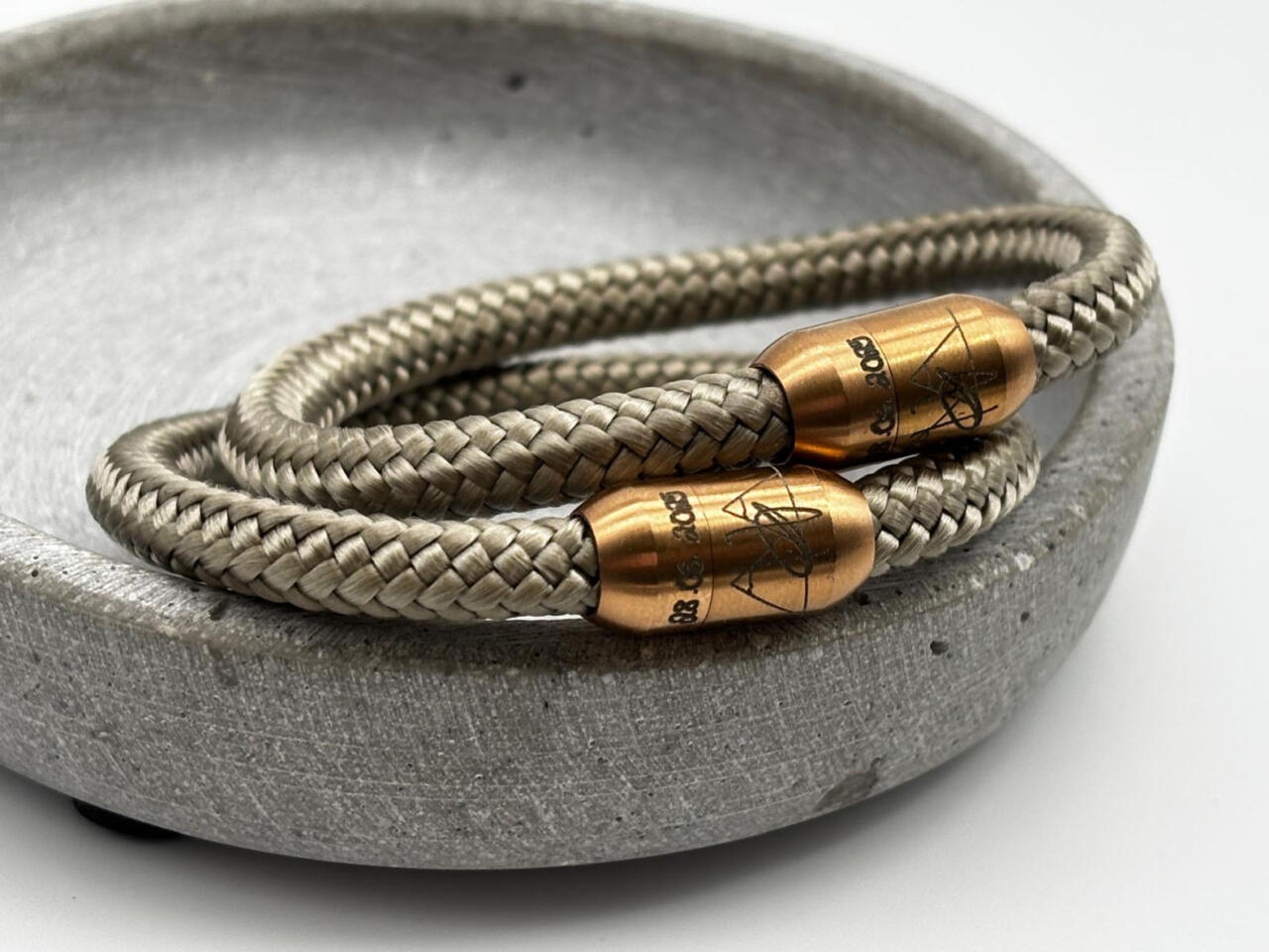 Segeltau Partnerarmband mit Gravur, Verschluss Gravur Segelseil