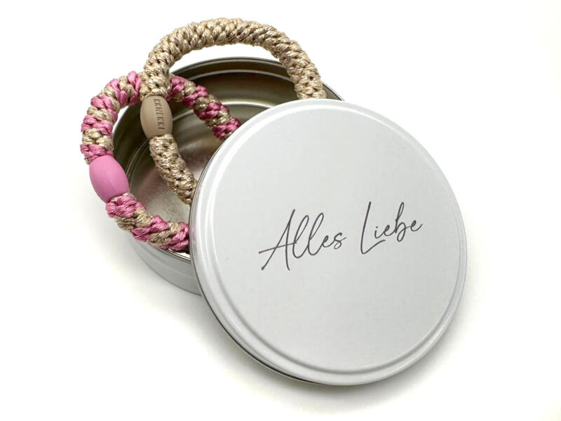 Alles Liebe Dose mit Kknekki Set, beige rosa