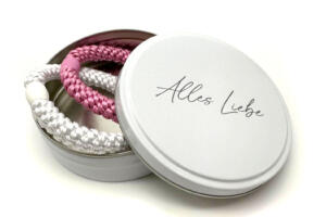 Alles Liebe Dose mit Kknekki Set, rosa weiß
