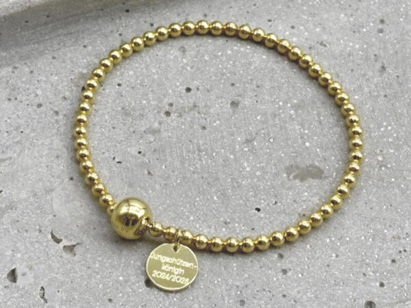Damen Perlenarmband mit Gravur Anhänger Gold, Armband für Damen Gold